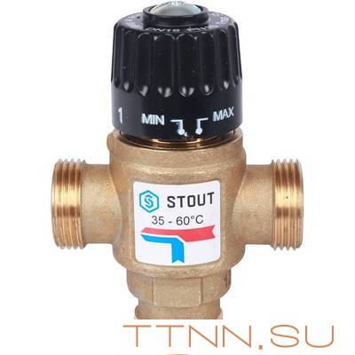 Смесительный клапан STOUT 3/4 НР 35-60°С KV 1,6 м3/ч Смесительный клапан STOUT 3/4 НР 35-60°С KV 1,6 м3/ч
