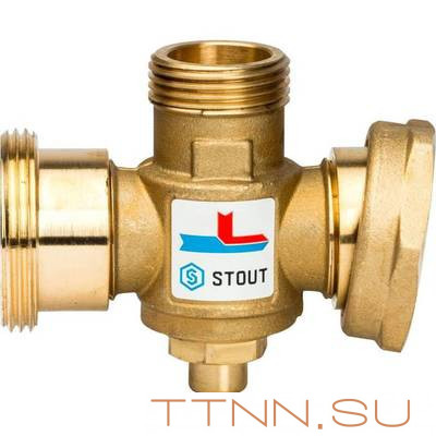 Смесительный клапан STOUT G 1 1/2M-G 1 1/2F-G 1 M 70°С