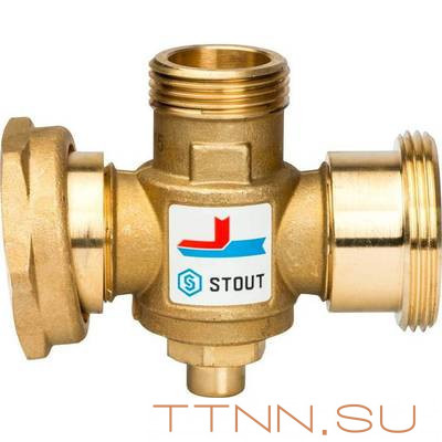 Смесительный клапан STOUT G 1 1/2M-G 1 1/2F-G 1 M 70°С