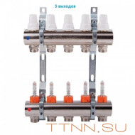 Коллекторная группа с расходомерами General fitings 1"х 3/4" на 5 выхода Коллекторная группа с расходомерами General fitings 1"х 3/4" на 5 выхода
