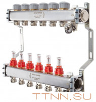 Для отопления Royal Thermo 1" ВР-3/4" НР, 5 выходов с расходомерами, нерж. (RTE 52.105) Для отопления Royal Thermo 1" ВР-3/4" НР, 5 выходов с расходомерами, нерж. (RTE 52.105)