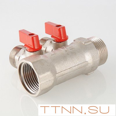 Коллектор с отсекающими кранами Valtec 1"х3 выхода Евроконус 3/4 VTc.580.NE.0603