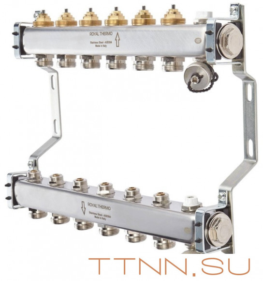 Для отопления Royal Thermo 1" ВР-3/4" НР, 9 выходов, нерж. (RTE 51.109) Для отопления Royal Thermo 1" ВР-3/4" НР, 9 выходов, нерж. (RTE 51.109)