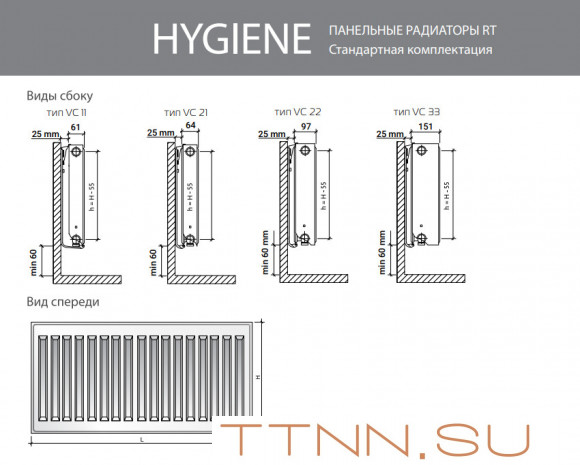 Стальной панельный радиатор Тип 10 Royal Thermo HYGIENE 10-300-2200 Стальной панельный радиатор Тип 10 Royal Thermo HYGIENE 10-300-2200