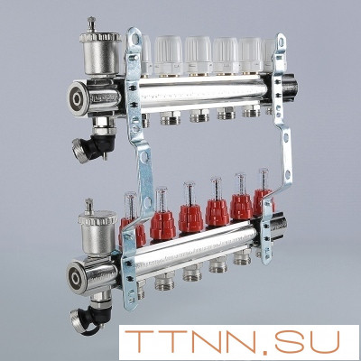 Для отопления VALTEC 1"х10 вых. Евроконус 3/4" с расходомерами в сборе