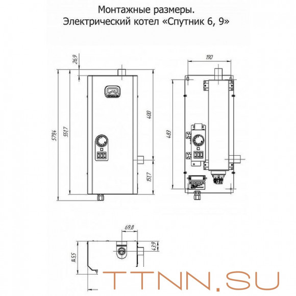 Электрический котел Теплодар СПУТНИК электро 9 белый Электрический котел Теплодар СПУТНИК электро 9 белый