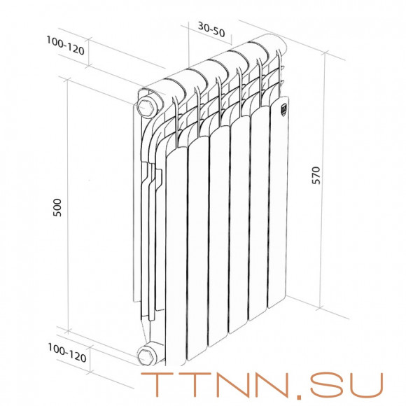 Алюминиевый радиатор Royal Thermo Revolution 500 2.0 8 секц.