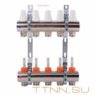 Коллекторная группа с расходомерами General fitings 1"х 3/4" на 10 выходов Коллекторная группа с расходомерами General fitings 1"х 3/4" на 10 выходов