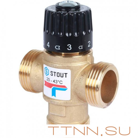 Смесительный клапан STOUT 1 НР 20-43°С KV 1,6 м3/ч