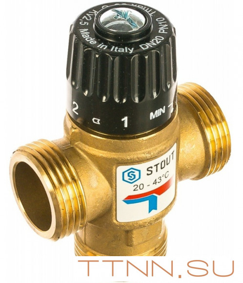 Смесительный клапан STOUT 1 НР 20-43°С KV 2,5 м3/ч Смесительный клапан STOUT 1 НР 20-43°С KV 2,5 м3/ч