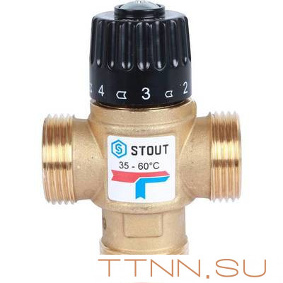 Смесительный клапан STOUT 1 НР 35-60°С KV 1,6 м3/ч